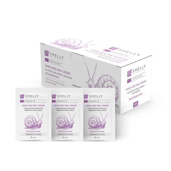 Crema para manos y uñas con alantoína extracto de caracol y manteca de karité SHELLY 4 ml×100 unidades